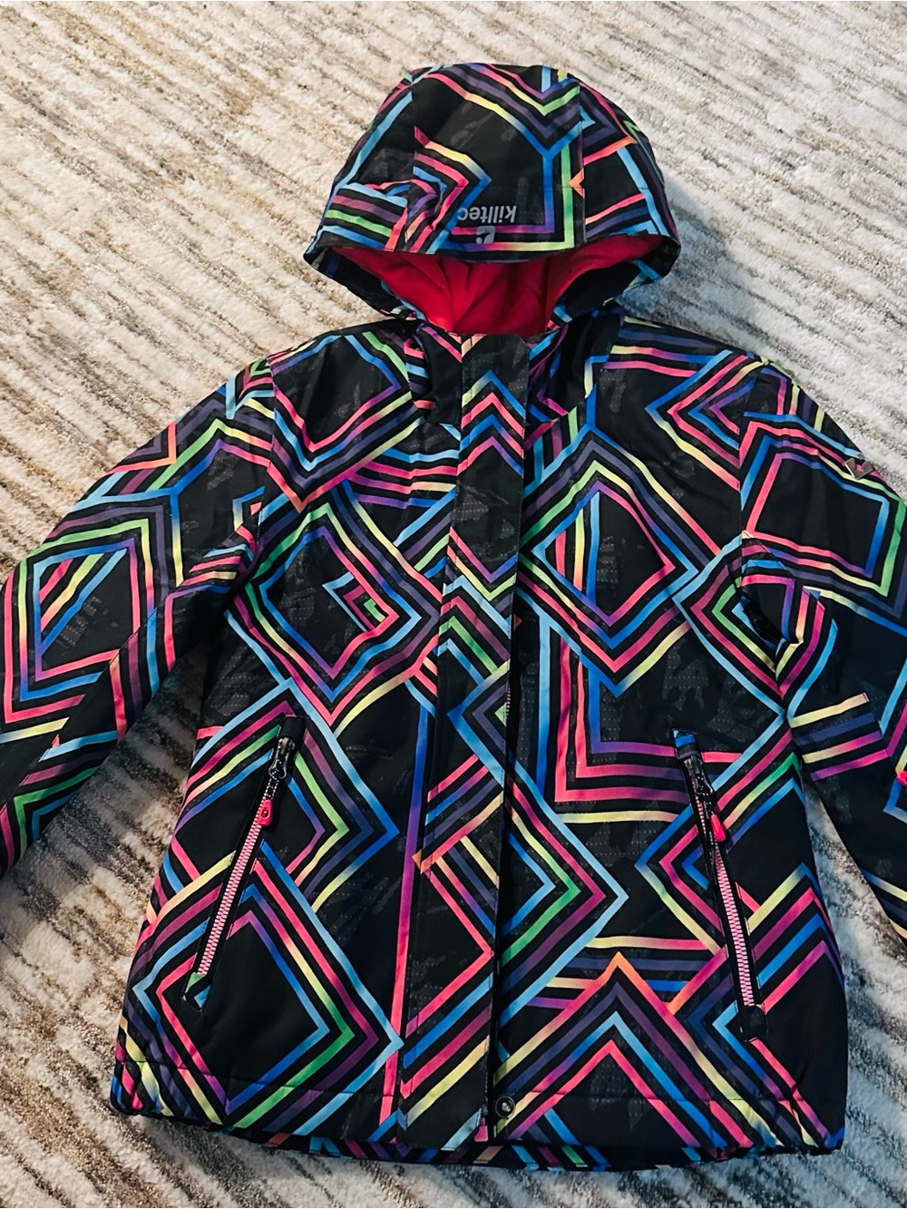 Killtec Youth Neon Geo Print Ski Jacket - Waterproof and Windproof Size 10